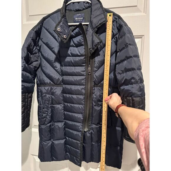 Madewell Navy Blue Quilted Full Zip Down Puffer High Collar Jacket Women's M - Picture 9 of 15